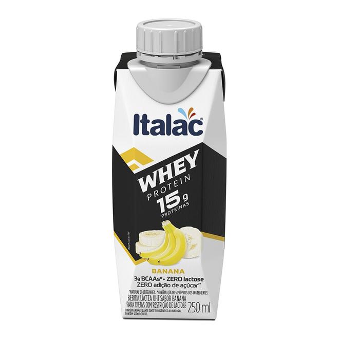 Oferta de Bebida Lactea Italac Whey Protein Banana Zero Lactose 250ML por R$4,49 em Casa do Sabão