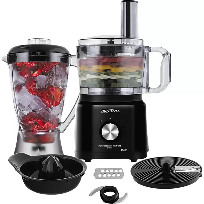 Oferta de Multiprocessador com Liquidificador Britânia All in One BMP900P Preto por R$249,9 em Casa e Vídeo