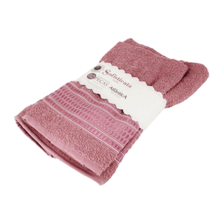 Oferta de Jogo de toalhas 2 peças banho/rosto Nara cinta rosa Atlântica por R$30 em Casa Freitas