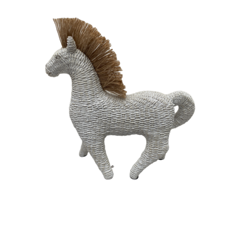 Oferta de Escultura Cavalo Em Resina Off White 27,5X9X26Cm por R$259 em Cecilia Dale