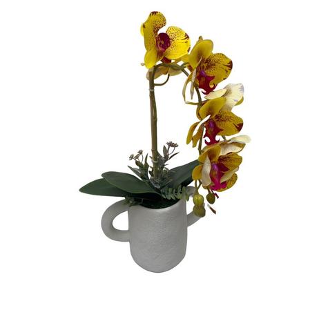 Oferta de Vaso Em Cimento Com Orquidea Phalaenopsis Amarela 35X55Cm (Lxa) por R$329 em Cecilia Dale