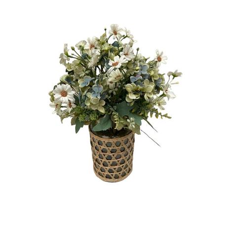 Oferta de Vaso M Em Vidro C/Fibra Natural E Flores Margaridas E Hortencias 30X40Cm (Lxa) por R$298 em Cecilia Dale