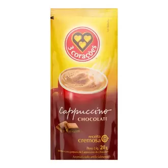 Oferta de Capuccino Solúvel Chocolate 3 Corações 20g por R$1,69 em Coocerqui