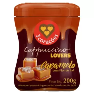 Oferta de Cappuccino Lovers Caramelo Salgado 3 Corações Pote 200g por R$15,99 em Coocerqui