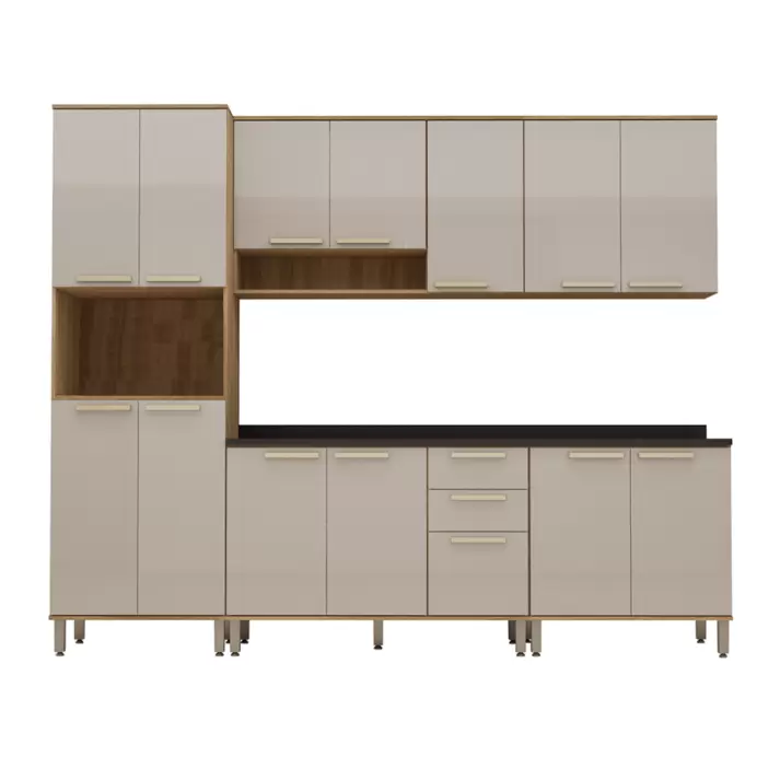 Oferta de Armário de Cozinha Completa 14 Portas e 2 Gavetas Cristal 220x270x54cm por R$2190 em Cybelar