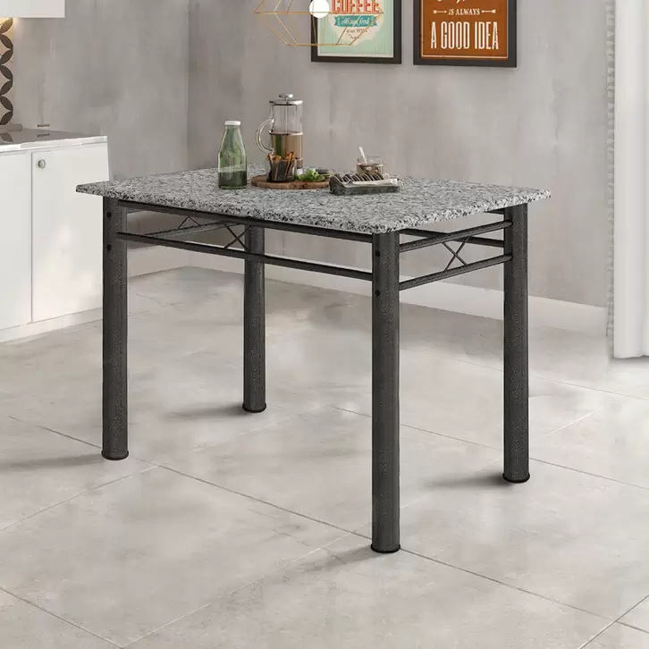 Oferta de Mesa de Jantar Retangular 4 Lugares Tampo em Granito Copa Cozinha Vitoria Fabone 77x110x75cm por R$510 em Cybelar