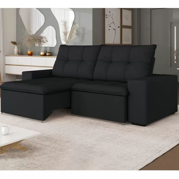 Oferta de Sofá Retrátil e Reclinável Lumalar 3 Lugares com Molas em Suede Itapema 100x205x117cm por R$1890 em Cybelar