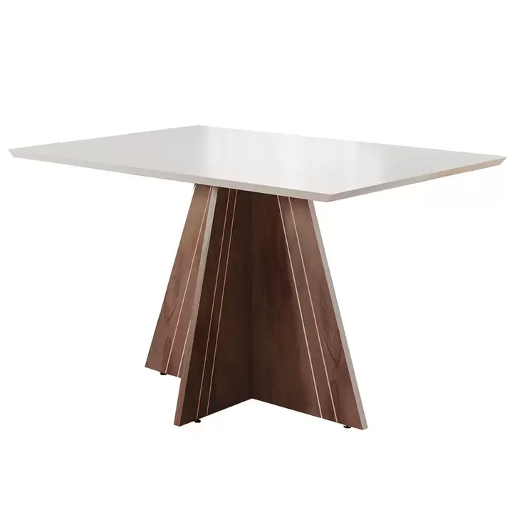 Oferta de Mesa de Jantar Retangular 4 Lugares MDF Verniz Vitreo Alto Brilho Genebra Dobue 80x90x136cm por R$590 em Cybelar