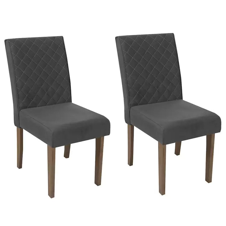 Oferta de Conjunto de Cadeiras Sala de Jantar 2 Peças Suede Veloplus Até 110Kg Genebra Dobue 93x42x45cm por R$450 em Cybelar