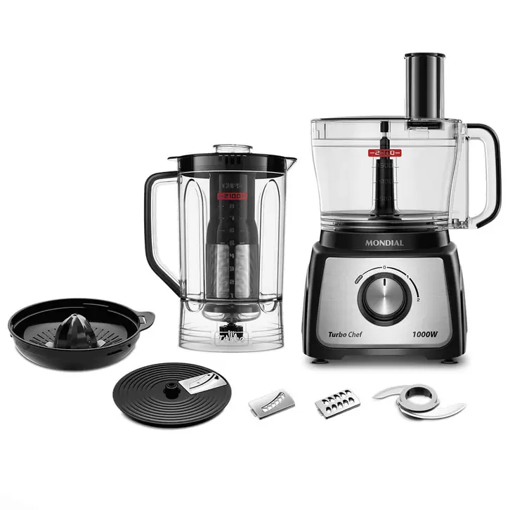 Oferta de Multiprocessador Mondial 7 em 1 Liquidificador Espremedor 2 Velocidades Turbo 1000W Turbo Chef por R$369 em Cybelar