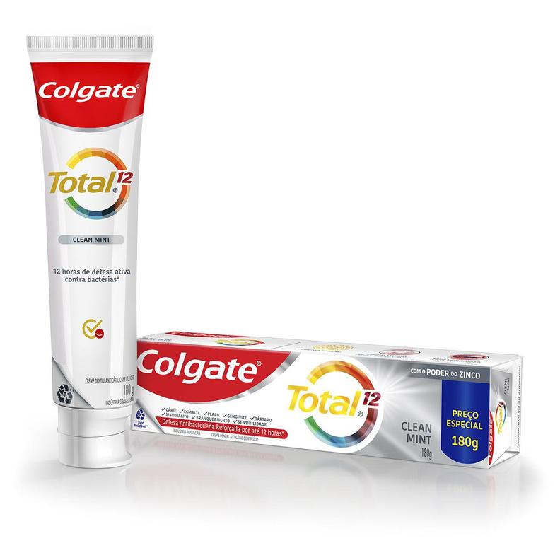 Oferta de Creme Dental Clean Mint Colgate Total 12 Caixa 180G por R$13,59 em D'avó Supermercado