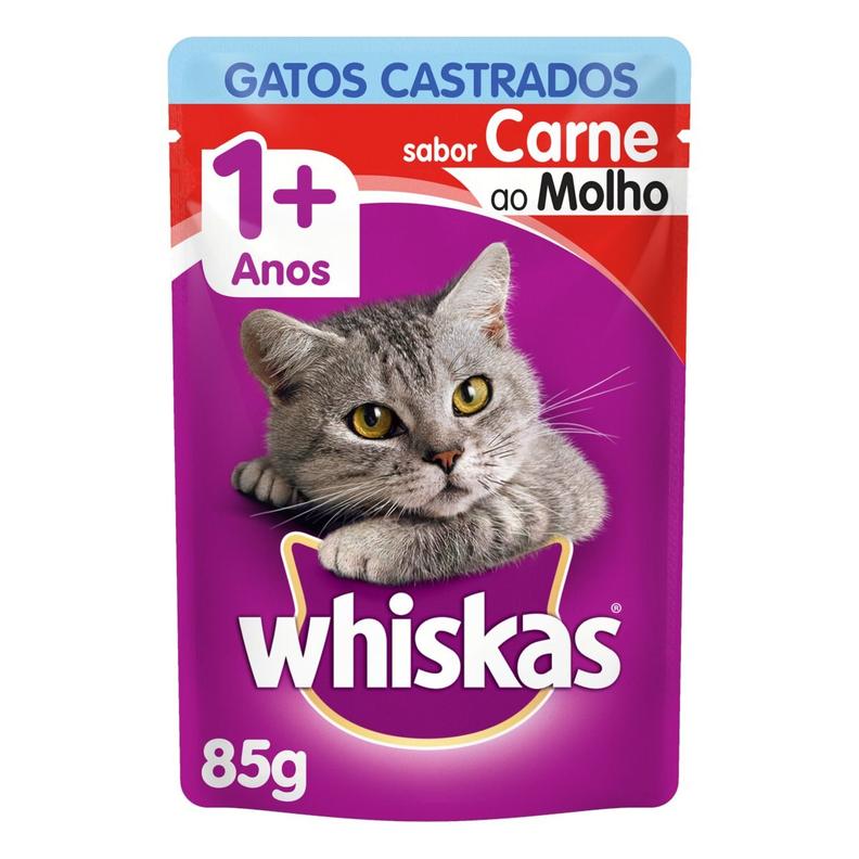 Oferta de Whiskas Sc Gato Castrado Carne 85G por R$2,99 em D'avó Supermercado
