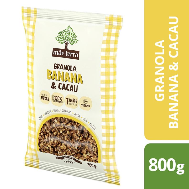 Oferta de Granola Banana & Cacau Mãe Terra Pacote 800G por R$22,74 em D'avó Supermercado