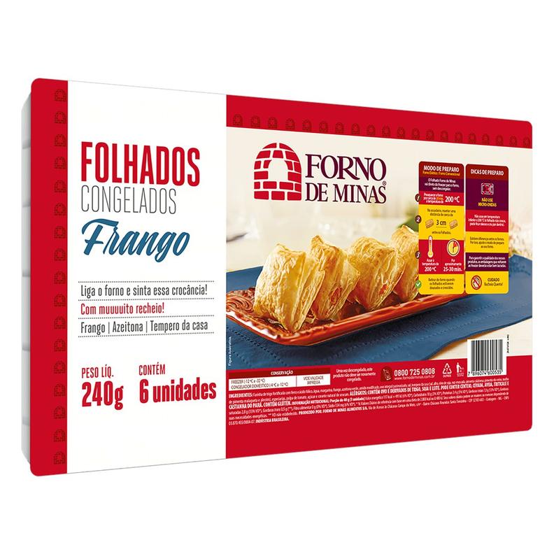 Oferta de Folhado Congelado Frango Forno De Minas Bandeja 240G 6 Unidades por R$10,69 em D'avó Supermercado
