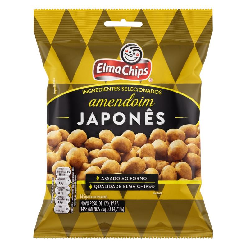Oferta de Amendoim Japonês Elma Chips Pacote 145g por R$7,99 em D'avó Supermercado