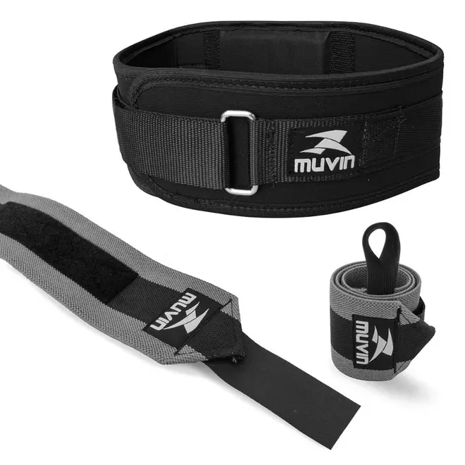 Oferta de Kit Cinturão de Musculação + Munhequeira Elástica Longa para LPO por R$98,9 em Decathlon