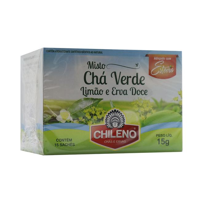 Oferta de Chá Chileno Verde Limão e Erva Doce Stevia 15 Sachês por R$5,99 em Drogaria Santa Marta