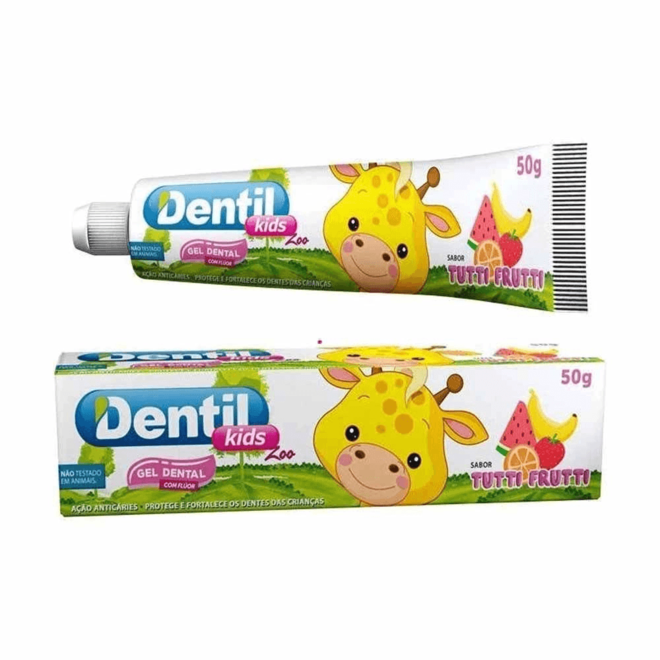 Oferta de Gel Dental Kids Zoo Turri Frutti Com 50g - Dentil por R$5,99 em Drogaria Santa Marta