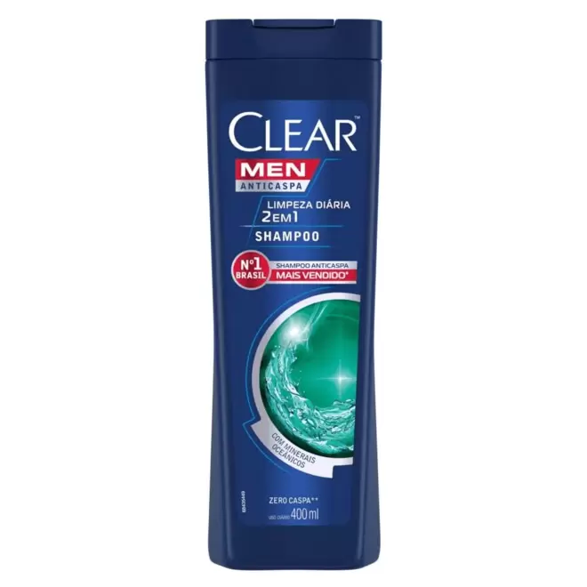 Oferta de Clear Men Limpeza Diaria 2 Em 1 - Shampoo Anticaspa, 400Ml por R$29,99 em Drogaria Santa Marta