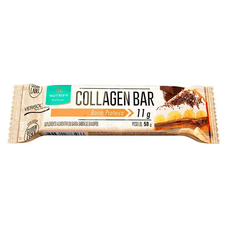 Oferta de Barra Proteica Nutrify Collagen Bar Banofee 50g por R$14,59 em Drogasil