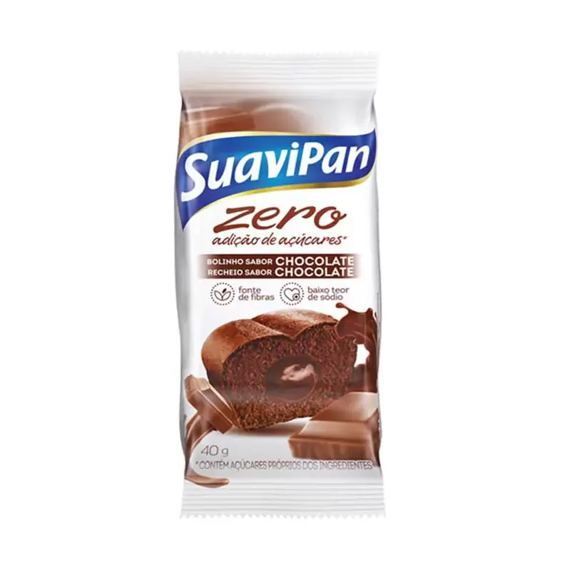 Oferta de Bolinho Zero Açúcar SuaviPan Chocolate com Recheio de Chocolate 40g por R$5,29 em Drogasil