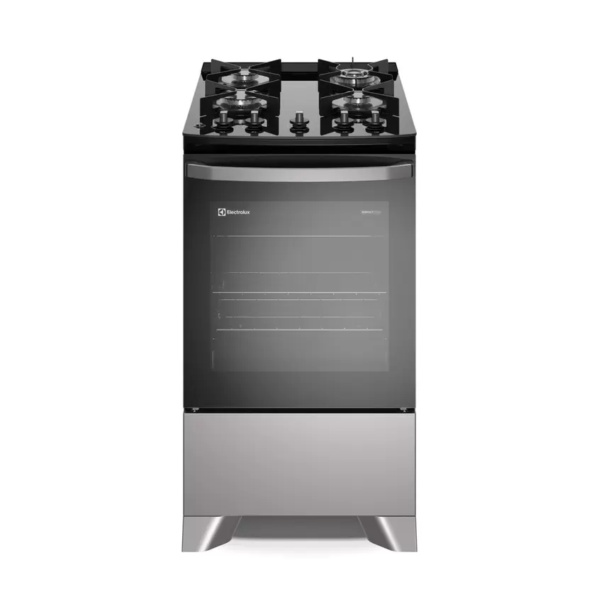 Oferta de Fogão 4 bocas Electrolux Prata Efficient com Mesa de Vidro, Tripla Chama e VaporBake (FE4GS) por R$1599 em Electrolux