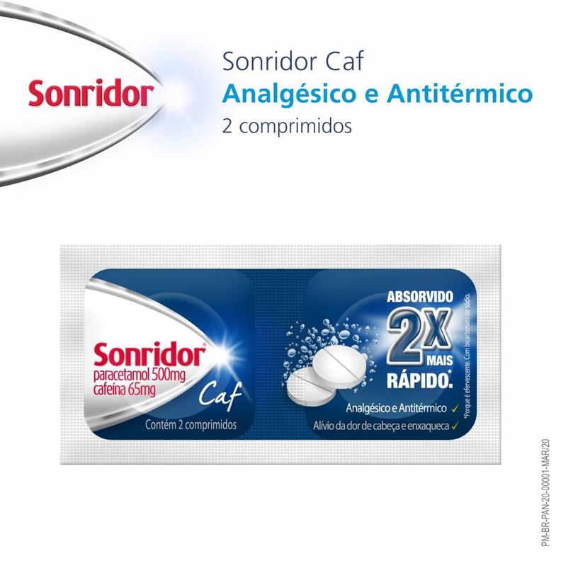 Oferta de Sonridor Caf Analgésico Efervescente para Alívio da Febre, Dor e Enxaqueca com 2 comprimidos por R$8,78 em Farmácia Permanente