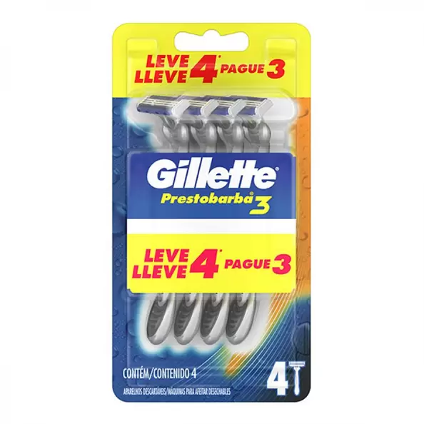 Oferta de Aparelho Gillette Prestobarba 3 Leve 4 Pague 3 Unidades por R$23,98 em Farmácia Preço Popular