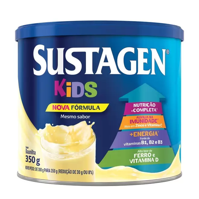 Oferta de Complemento Alimentar Sustagen Kids Sabor Baunilha - Lata 350g por R$29,89 em Farmácia Preço Popular