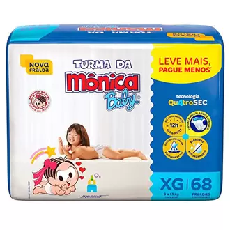 Oferta de Fralda Turma da Mônica Baby Giga - Tamanho XG - com 68 Unidades por R$74,99 em Farmácia Santa Lúcia