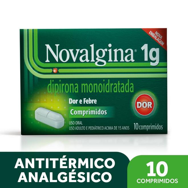 Oferta de Novalgina Dipirona Sódica 1g Com 10 Comprimidos por R$20,5 em Farmácias Pague Menos