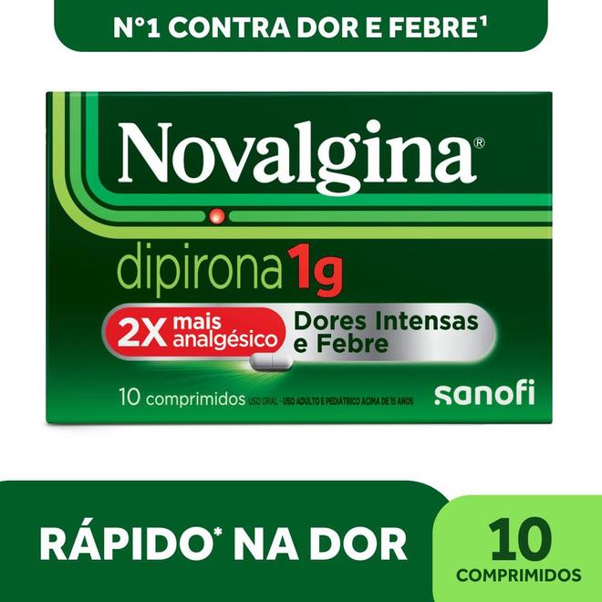 Oferta de Novalgina Dipirona Sódica 1g Com 10 Comprimidos por R$16,99 em Farmácias Pague Menos