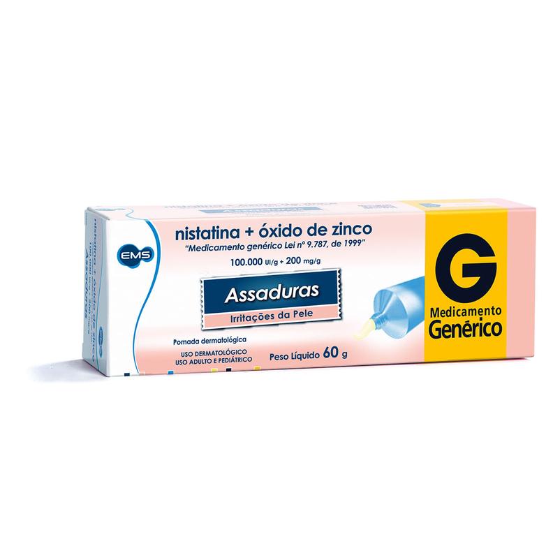 Oferta de Nistatina+óxido Zinco Pomada 60g Genérico Ems por R$20,45 em Farmácias Pague Menos