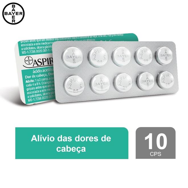 Oferta de Analgésico Aspirina 500mg Bayer 10 Comprimidos por R$10,79 em Farmácias Pague Menos