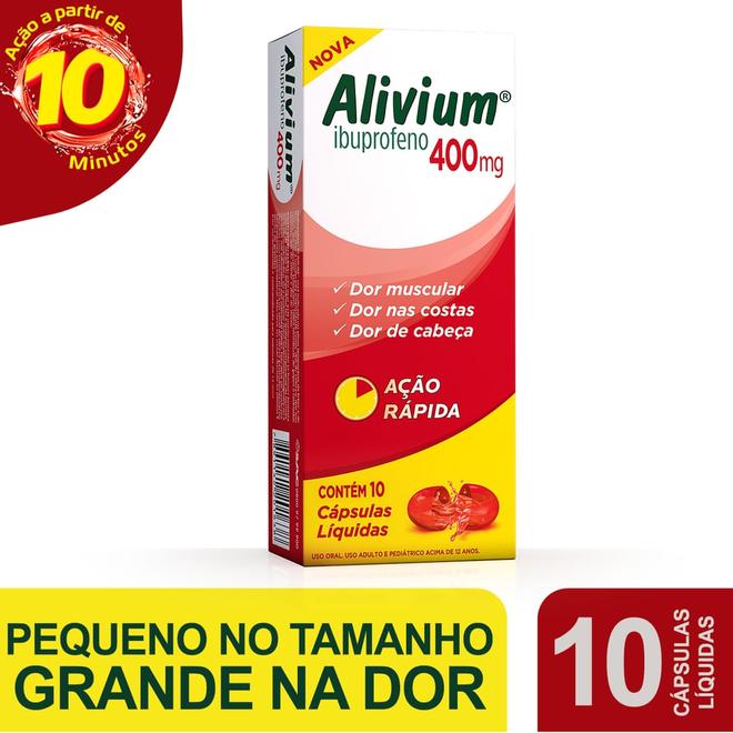 Oferta de Alivium 400mg Com 10 Capsulas Gelatinosas por R$24,79 em Farmácias Pague Menos