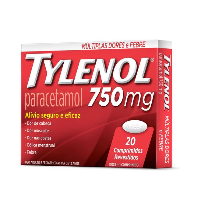 Oferta de Tylenol 750mg 20 comprimidos por R$37,79 em Farmácias Pague Menos