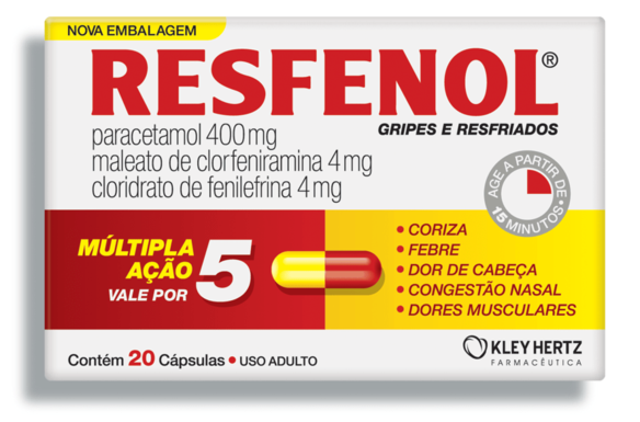 Oferta de Resfenol Com 20 Cápsulas por R$18,5 em Farmácias Pague Menos