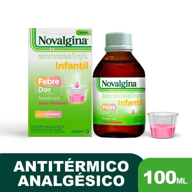 Oferta de Analgésico e Antitérmico Novalgina Infantil Solução Oral 100mL com Copo Dosador por R$34,29 em Farmácias Pague Menos