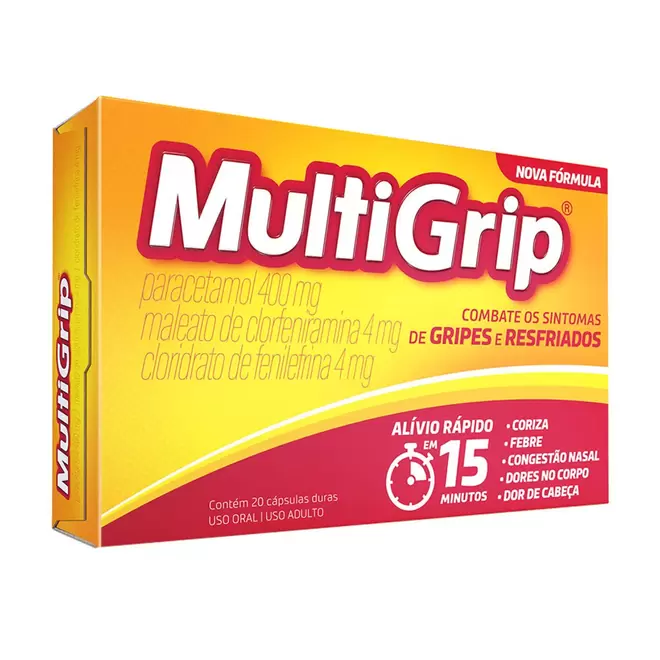 Oferta de Multigrip 20 Cápsulas por R$17,9 em Farmácias Pague Menos