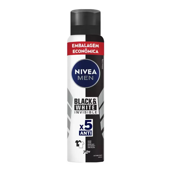 Oferta de Desodorante Nivea Men Invisible For Black & White Aerossol 200ml por R$19,99 em Farmácias Pague Menos