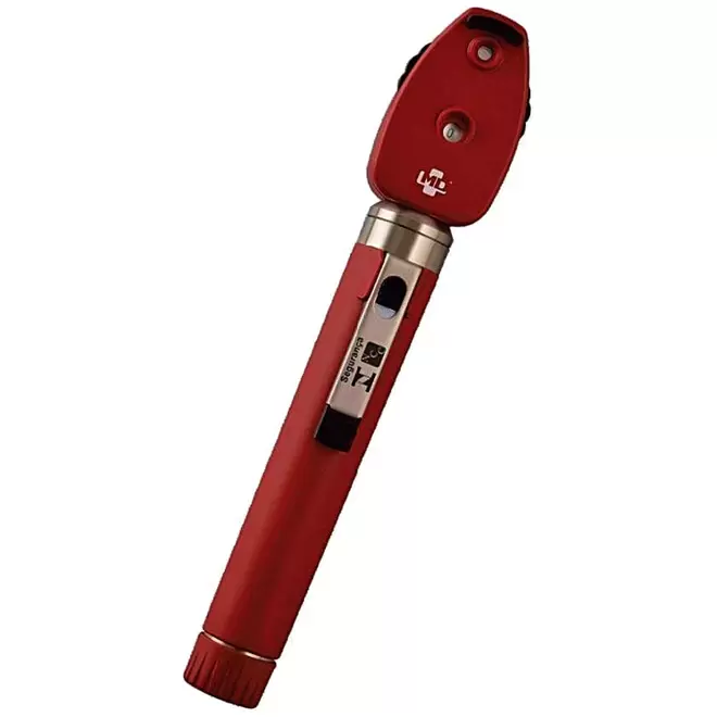 Oferta de Oftalmoscópio Omini 3000 LED MD - Vermelho com Estojo Macio por R$779,9 em Farmácias Pague Menos