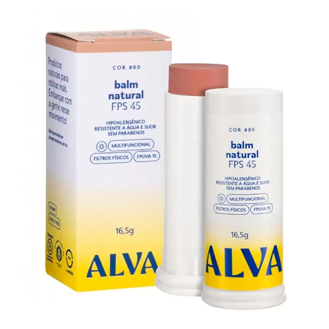 Oferta de Alva Balm Natural FPS 45 Cor 80 - Base Protetor 16,5g por R$150 em Farmácias Pague Menos