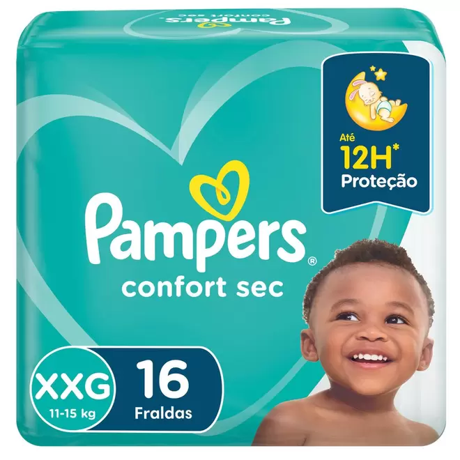 Oferta de Fralda Pampers Confort Sec - Pacotão Tamanho XXG - 16 Unidades por R$108,99 em Farmácias Pague Menos