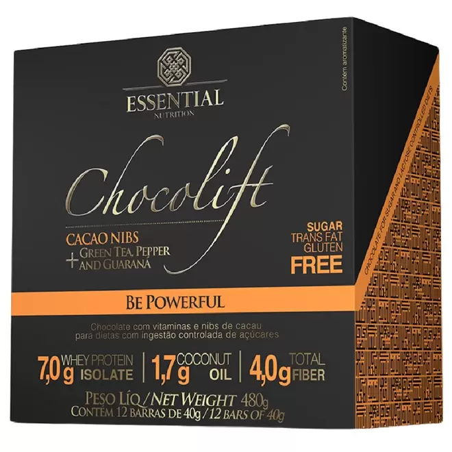 Oferta de Barra Chocolift Be Powerful 40g (12 Unidades - 480g) - Essential Nutrition por R$232,2 em Farmácias Pague Menos