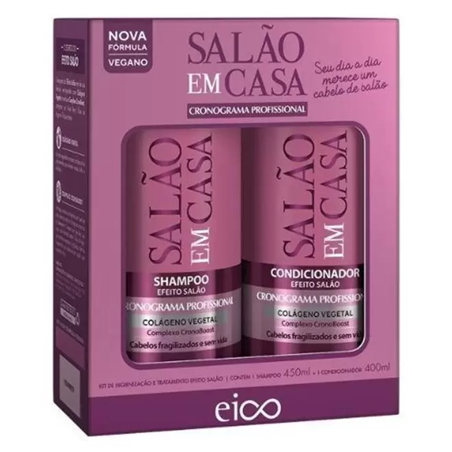 Oferta de Kit Shampoo 450ml + Condicionador 400ml Eico Cronograma Profissional por R$30,62 em Farmácias Pague Menos