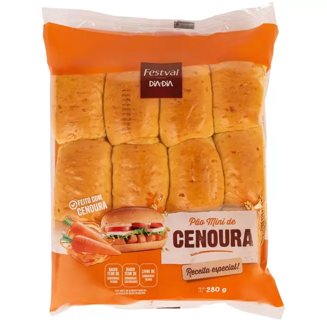 Oferta de Mini Pão de Cenoura Festval 280g por R$5,99 em Festval