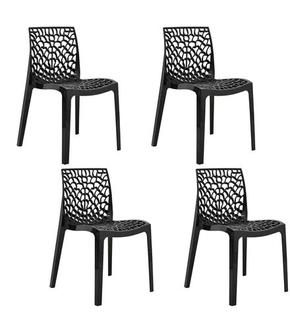 Oferta de Conjunto 4 Cadeiras Coral Gruvyer Preto New Plastic RF1837PR por R$339,96 em Freitas Varejo