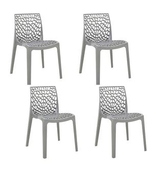 Oferta de Conjunto 4 Cadeiras Coral Gruvyer Cinza New Plastic RF1837CI por R$339,96 em Freitas Varejo