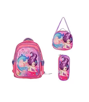 Oferta de Kit Mochila + Lancheira + Estojo Infantil Sereia Poliéster 3 Peças Rabiscar 41cm RF4135 por R$119,99 em Freitas Varejo