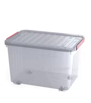 Oferta de Caixa Organizadora com Tampa e Rodinhas New Plastic 30L 1215 por R$44,99 em Freitas Varejo